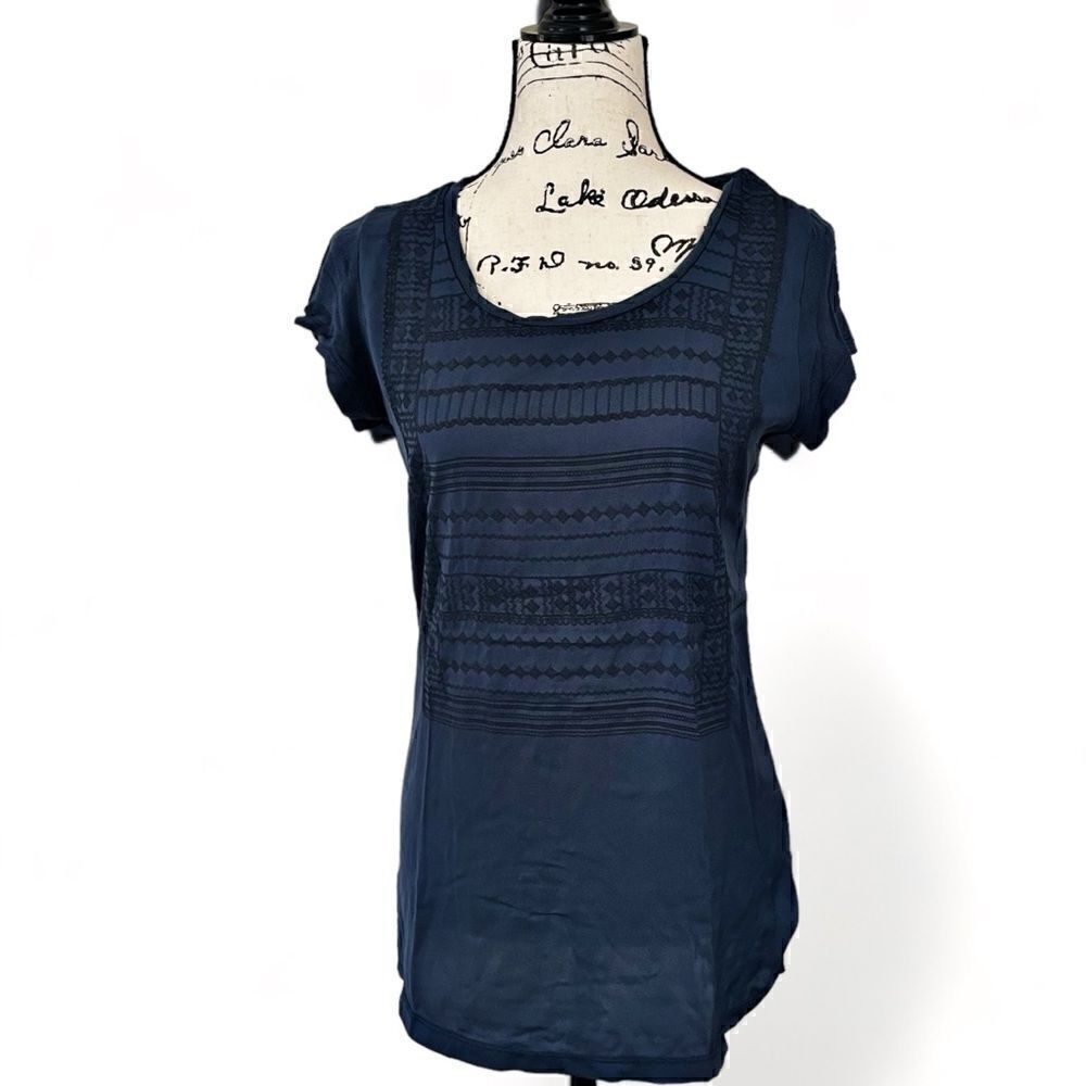 Mamalicious European Brand Maternity T Shirt Indigo Aztec Pattern Size S